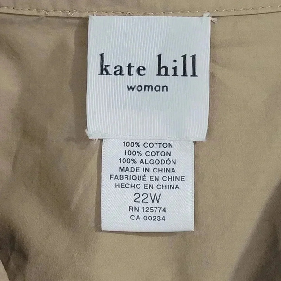 Kate Hill Womens Beige Belted Cotton Utility Jacket Size 22W  12PT - Picture 4 of 5